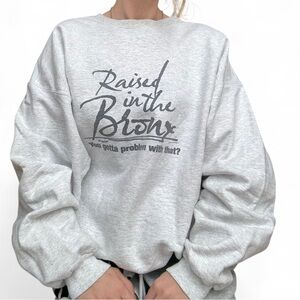 Vintage 90s Hanes “Raised in the Bronx” Grey Crewneck Sweatshirt – Made in USA